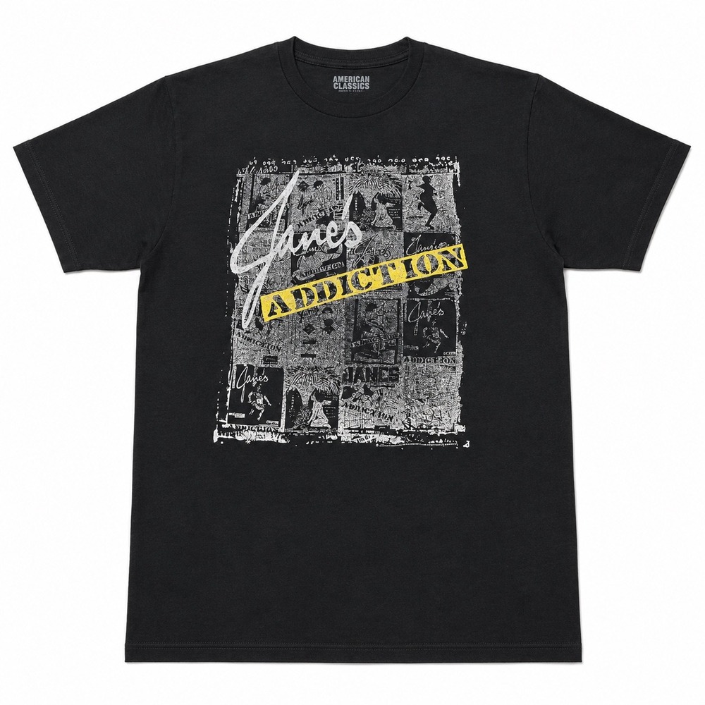 Janes Addiction Wall of Posters Graphic T-Shirt Black Mens L/XL